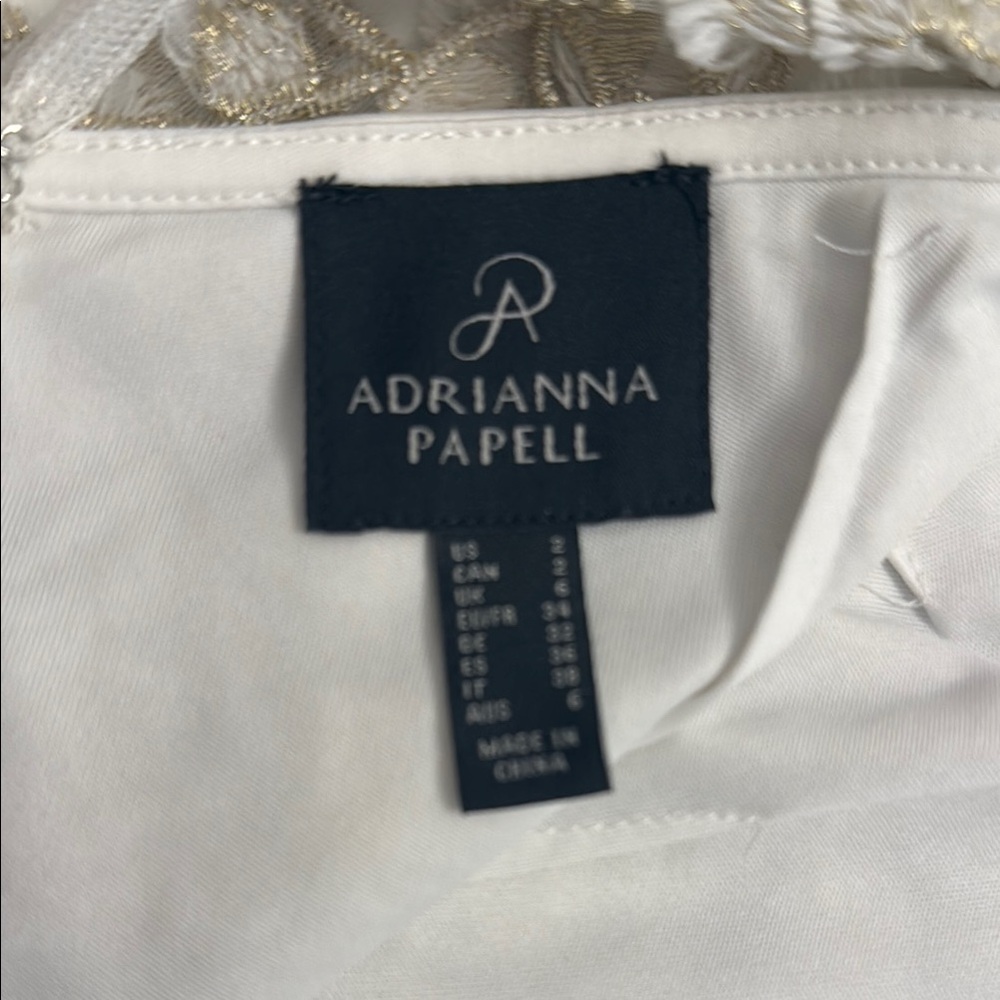 NWT Adrianna Papell Cream and Tan Sheath Dress with Bell Sleeves - Picture 8 of 8